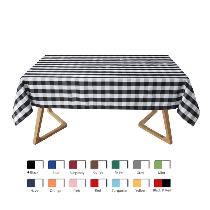 maxmill Checkered Square Tablecloth Waterproof Spillproof Wrinkle Resistant Heavy Weight Soft Gingham Table Cloth for Picnic Dinner and Party Washable Polyester Fabric, 60 x 60 Inch Black and White - Image 3